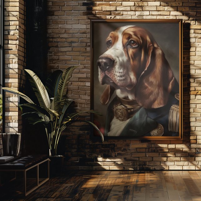 Basset Hound mit Napoleon-Kostüm Poster (Von Creator hochgeladen)