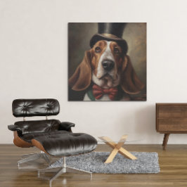 Basset Hound mit Ober- und Rot-Bug-Krawatte Poster