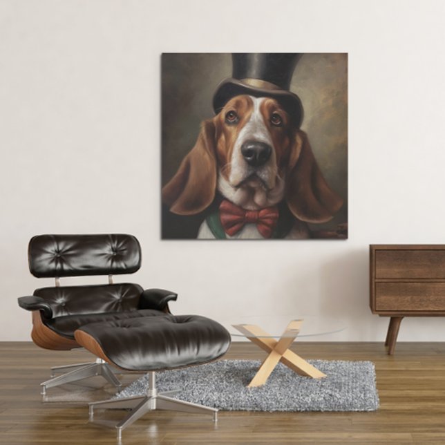 Basset Hound mit Ober- und Rot-Bug-Krawatte Poster (Von Creator hochgeladen)