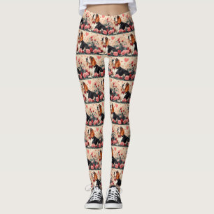 Basset Hound mit Rosen - Valentinstag Leggings
