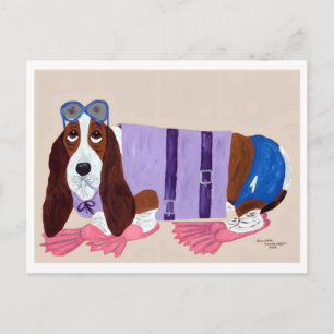 Basset Hound mit Schwimmflossen Postkarte