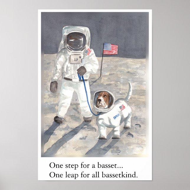 Basset Hound Moon Walk Poster (Vorne)