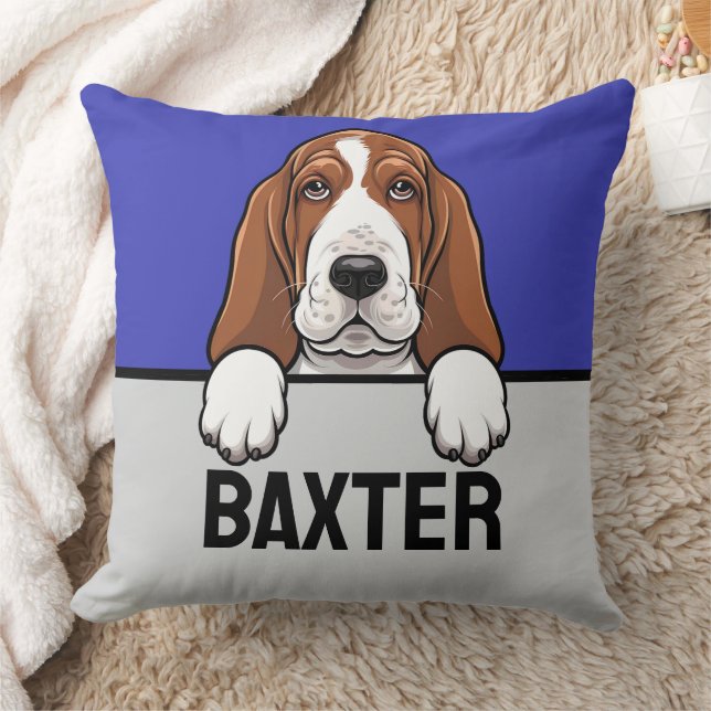 Basset Hound Niedlicher Personalisierter Welpenhun Kissen (Decke)
