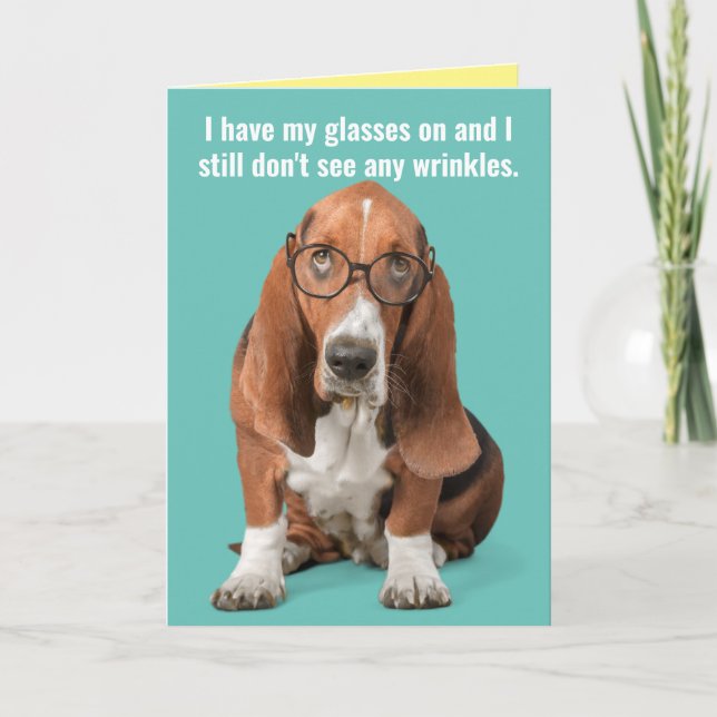 Basset Hound No Frinkles - Geburtstag kostenlos Karte (Vorderseite)