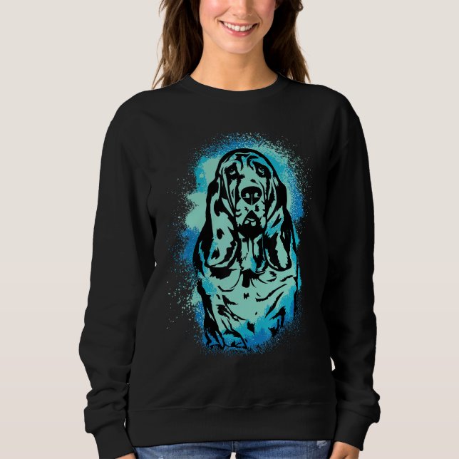 Basset Hound Paint Blue Design Dog Mom Dad Sweatshirt (Vorderseite)