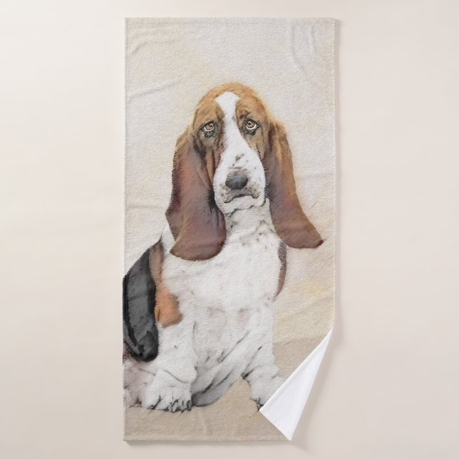 Basset Hound Painting - Niedliche Original Hunde K Badhandtuch Set (Badehandtuch)