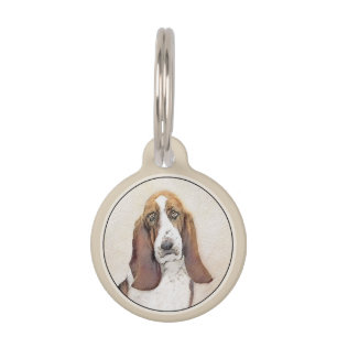 Basset Hound Painting - Niedliche Original Hunde K Haustiermarke