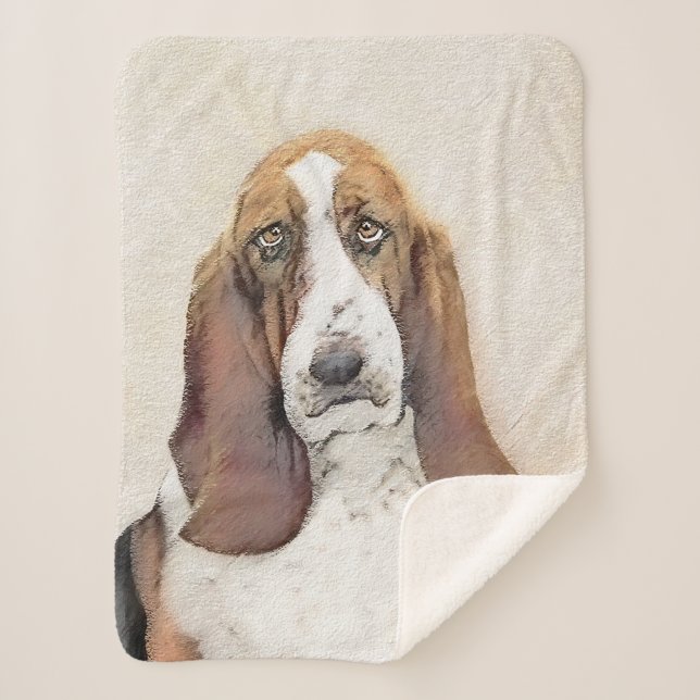 Basset Hound Painting - Niedliche Original Hunde K Sherpadecke (Vorderseite)