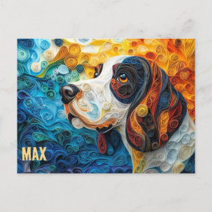 Basset Hound Paper Quilling Art Dog Portrait Postkarte