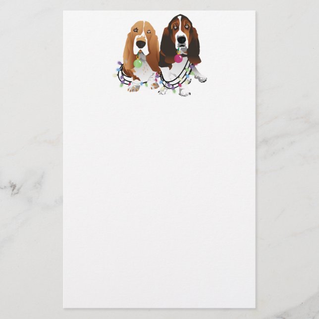 Basset Hound Peace Liebe Freude Weihnachtsdesign Briefpapier (Vorderseite)