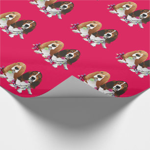 Basset Hound Peace Liebe Freude Weihnachtsdesign Geschenkpapier
