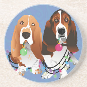 Basset Hound Peace Liebe Freude Weihnachtsdesign Getränkeuntersetzer