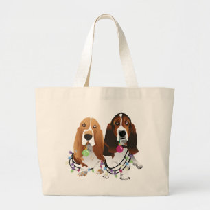 Basset Hound Peace Liebe Freude Weihnachtsdesign Jumbo Stoffbeutel
