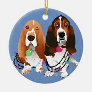 Basset Hound Peace Liebe Freude Weihnachtsdesign Keramikornament