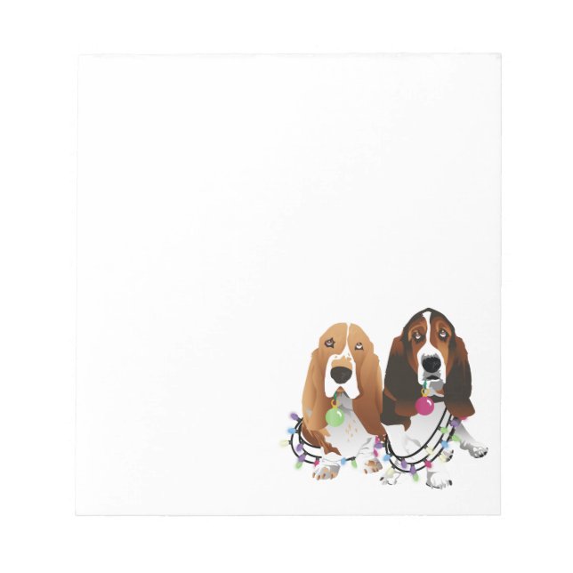 Basset Hound Peace Liebe Freude Weihnachtsdesign Notizblock (Vorderseite)