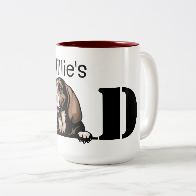 Basset Hound Personalisiert Peeking Vater Zweifarbige Tasse (VorderseiteRechts)