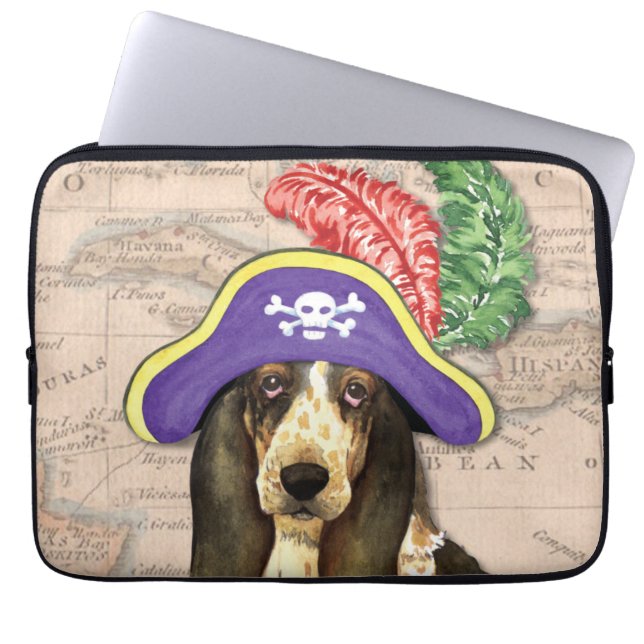 Basset Hound Pirate Laptopschutzhülle (Vorderseite)
