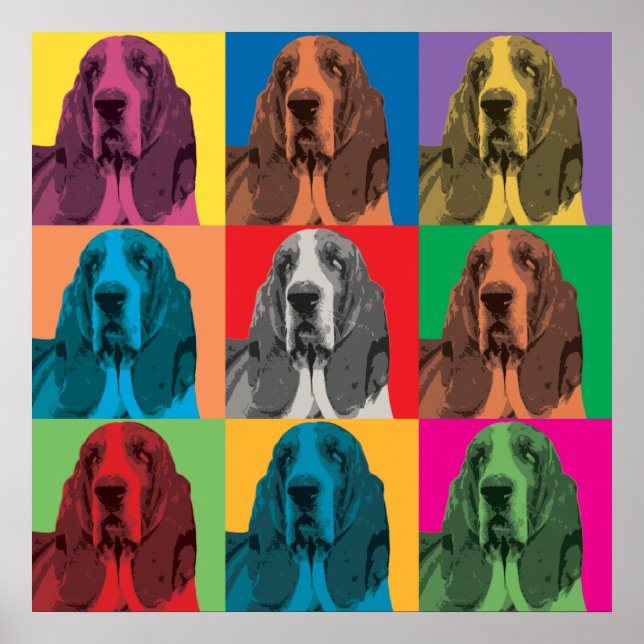 Basset Hound Pop-Art-Poster Poster (Vorne)