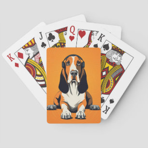 Basset Hound Pop Art Retro & Entspanntes Design Spielkarten