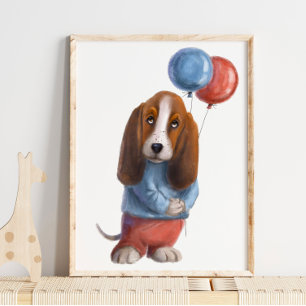 Basset Hound Print   Basset Hound Watercolor Print Poster