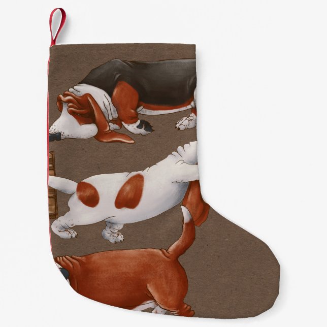 Basset Hound Pumpkin Harvest Pattern Kleiner Weihnachtsstrumpf (Vorderseite)