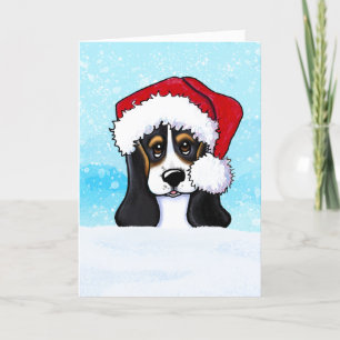 Basset Hound Puppy Weihnachtskarte Feiertagskarte
