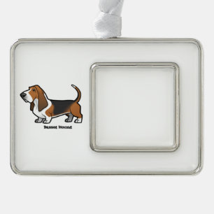 Basset Hound Rahmen-Ornament Silber