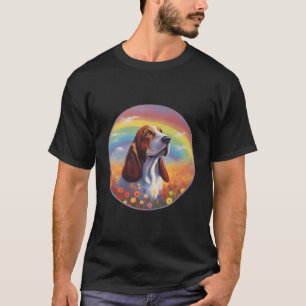 Basset Hound Rainbow Bridge - farbenfrohe Hundemes T-Shirt