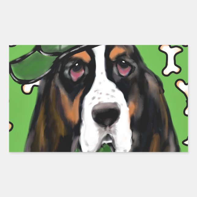 Basset Hound Rechteckiger Aufkleber (Vorderseite)