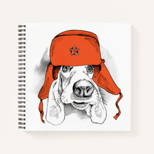 Basset Hound Red Ushanka Hat Notizbuch