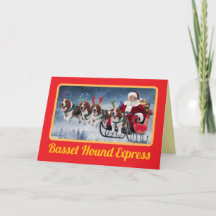Basset Hound Reindeer Feiertagskarte