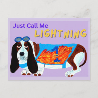 Basset Hound Renn Hund NENNE MICH EINFACH BLITZ! Postkarte