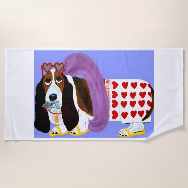 Basset Hound Rettungsschwimmer Strandtuch (Vorderseite)