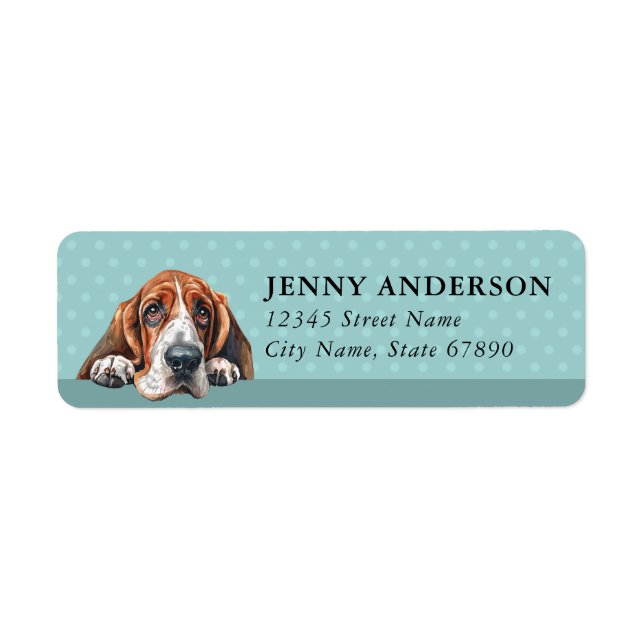 Basset Hound Rücksende-Adressetikett (Vorne)
