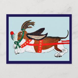 Basset Hound Rudolph das Rotnasen-Rentier Postkarte