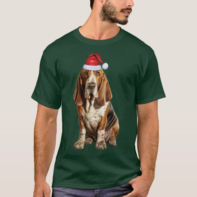 Basset Hound Santa Dog Niedlich und Funny Christma T-Shirt (Vorderseite)