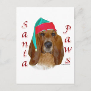 Basset Hound Santa Paws Feiertagspostkarte