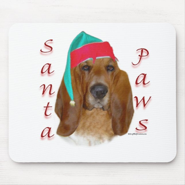 Basset Hound Santa Paws Mousepad (Vorne)