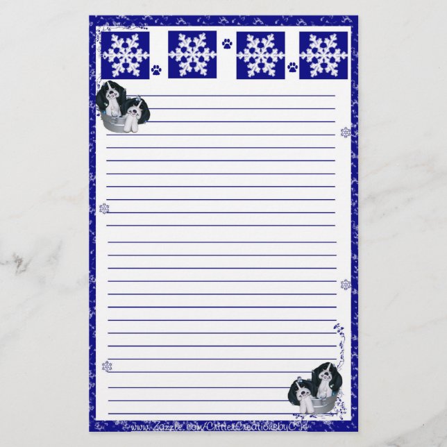 Basset Hound-Schnee-Flocken-Weihnachten stationär Briefpapier (Vorderseite)