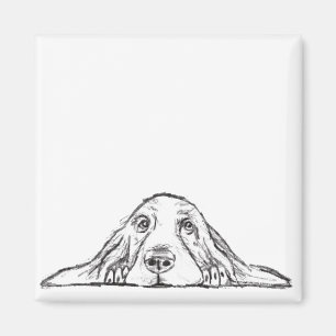Basset Hound schwarz weiß einfache Welpenaugen Hun Magnet