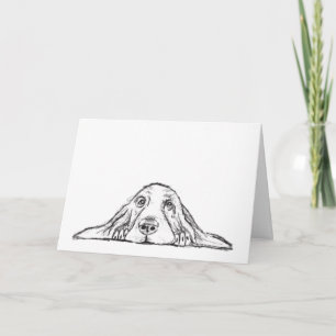 Basset Hound schwarz weiß einfache Welpenaugen Karte
