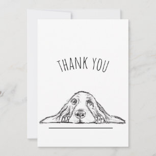 Basset Hound schwarz weiß einfaches Hundewelpen Au Dankeskarte