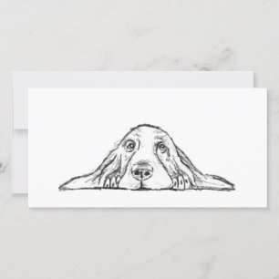 Basset Hound schwarz weiß einfaches Hundewelpen Au Karte