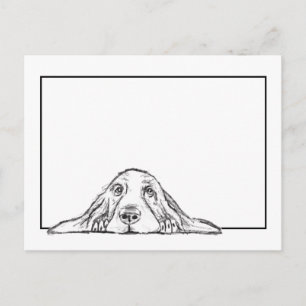 Basset Hound schwarz weiß einfaches Hundewelpen Au Postkarte