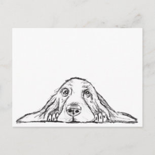 Basset Hound schwarz weiß einfaches Hundewelpen Au Postkarte