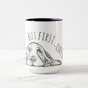 Basset Hound schwarz weiß einfaches Hundewelpen Au Tasse