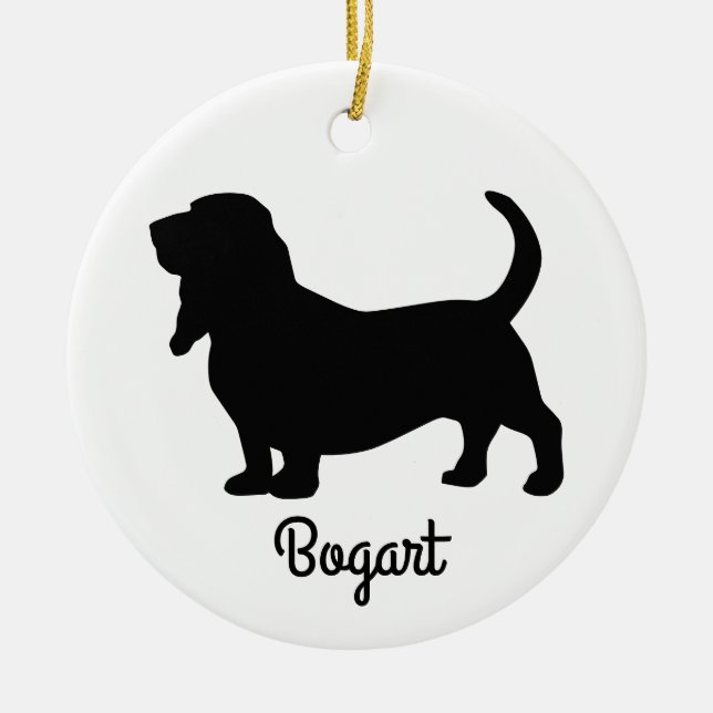 Basset Hound Silhouette Keramik Ornament (Vorne)