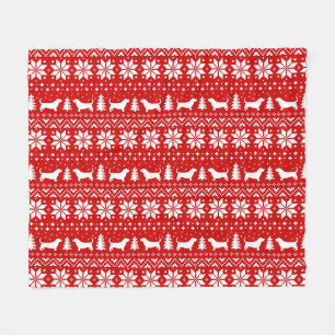 Basset Hound Silhouetten Hunde Weihnachtsmuster Fleecedecke