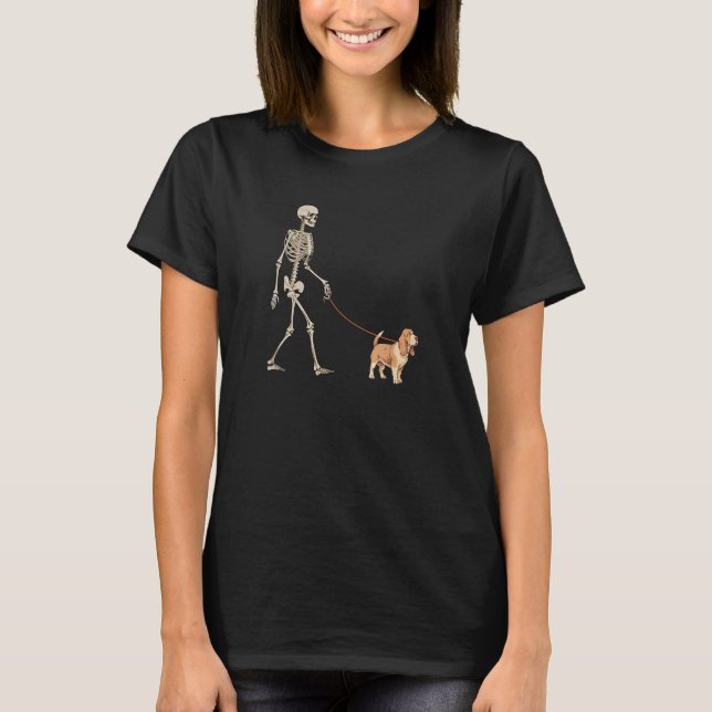 Basset Hound Skeleton Hund Walking Halloween Hund T-Shirt (Vorderseite)