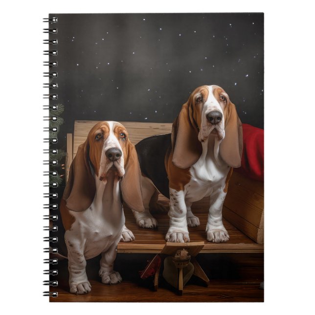 Basset Hound Snowy Sleigh Weihnachtsdekor Notizblock (Vorderseite)